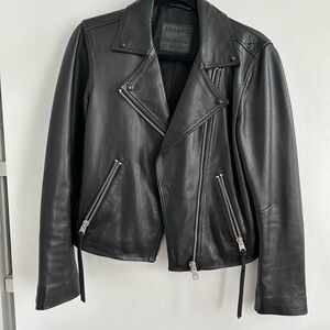 All Saints Black Dalby Leather Jacket